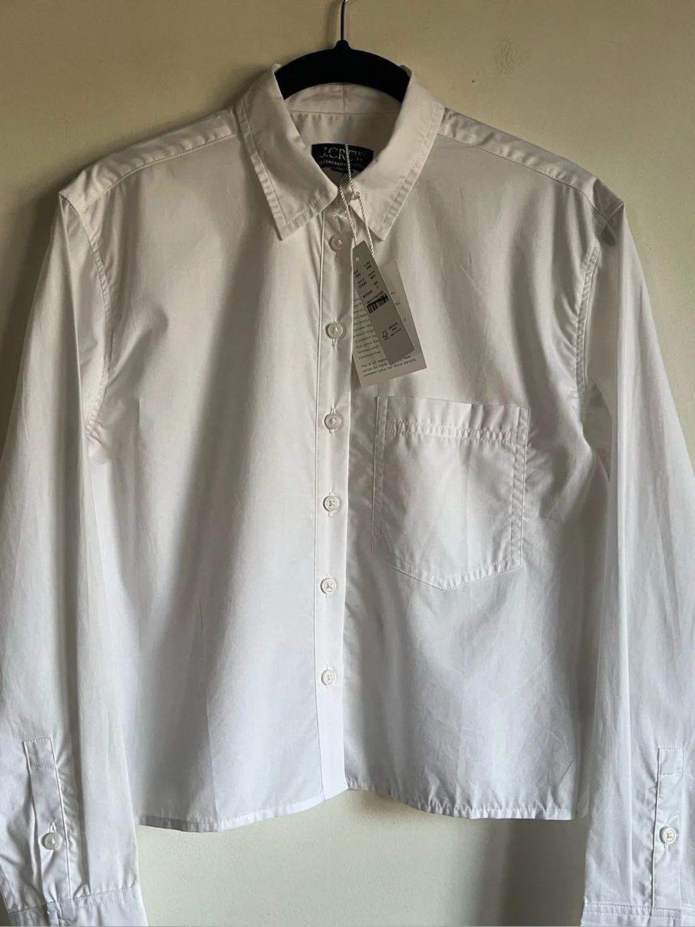 NWT JCrew Cropped Button Up Shirt Size 0 White Regenerative Cotton $118 CD020 - Picture 3 of 14